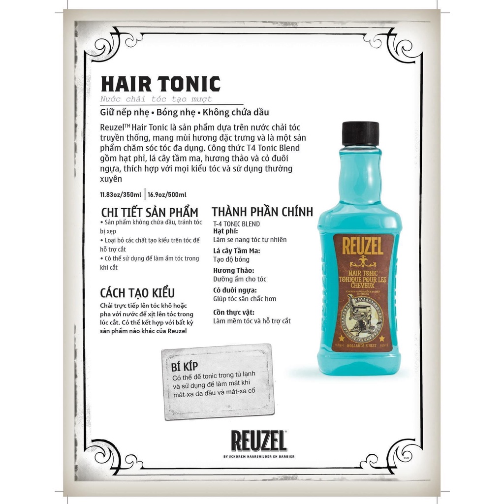Nước tạo phồng tóc Reuzel Hair Tonic - Hàng Chính Hãng