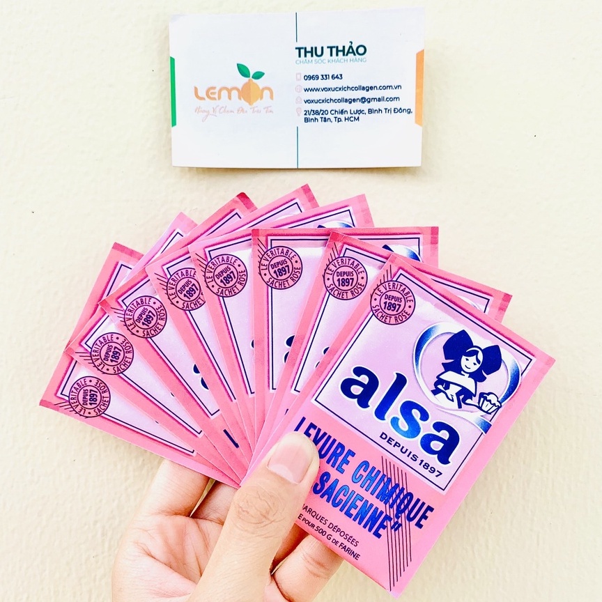 [Sale cận date] Bột nổi bột nở Alsa hàng Pháp, lốc 8 gói - Baking powder Alsa