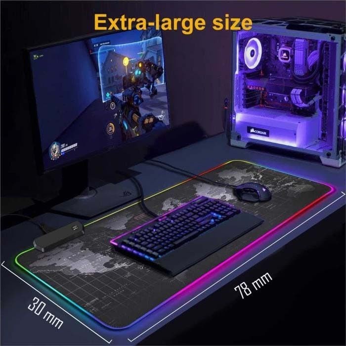 Miếng Lót Chuột Chơi Game XL Bản Đèn LED Bản Đồ Thế Giới