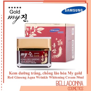 Kem Hồng Sâm Dưỡng Da Ngày & Đêm My Gold Red Ginseng Aqua Wrinkle Whitening Cream 50ml