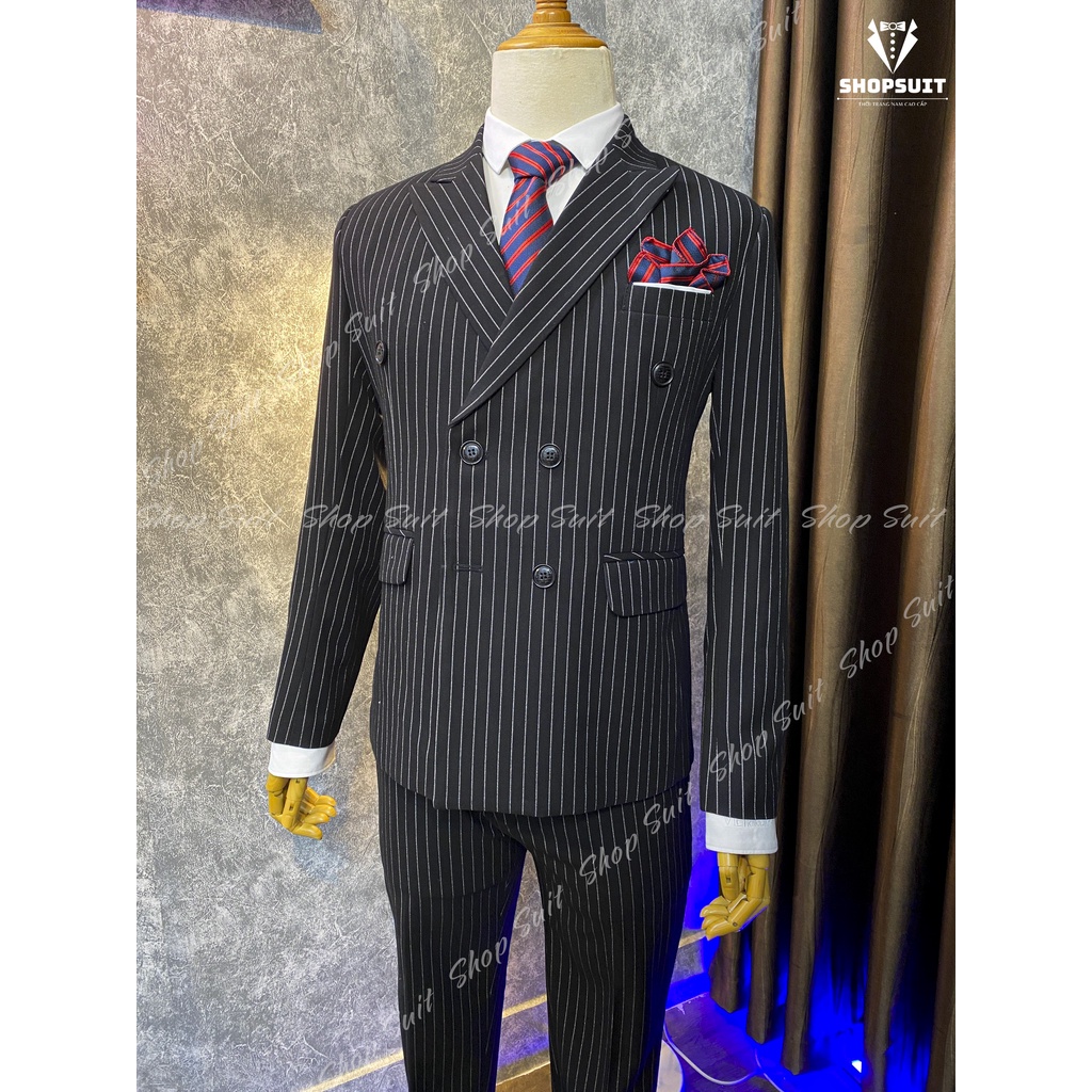 Vest nam cao cấp sọc kẻ phong các Hàn Quốc,Blazer Nam 2 màu Đen/Xám