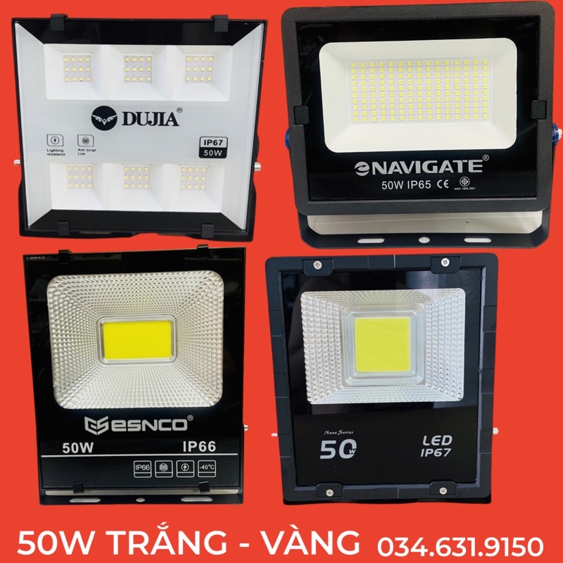 ĐÈN PHA ĐIỆN ( 220V ) CÔNG SUẤT 50W ÁNH SÁNG TRẮNG VÀ ÁNH SÁNG VÀNG