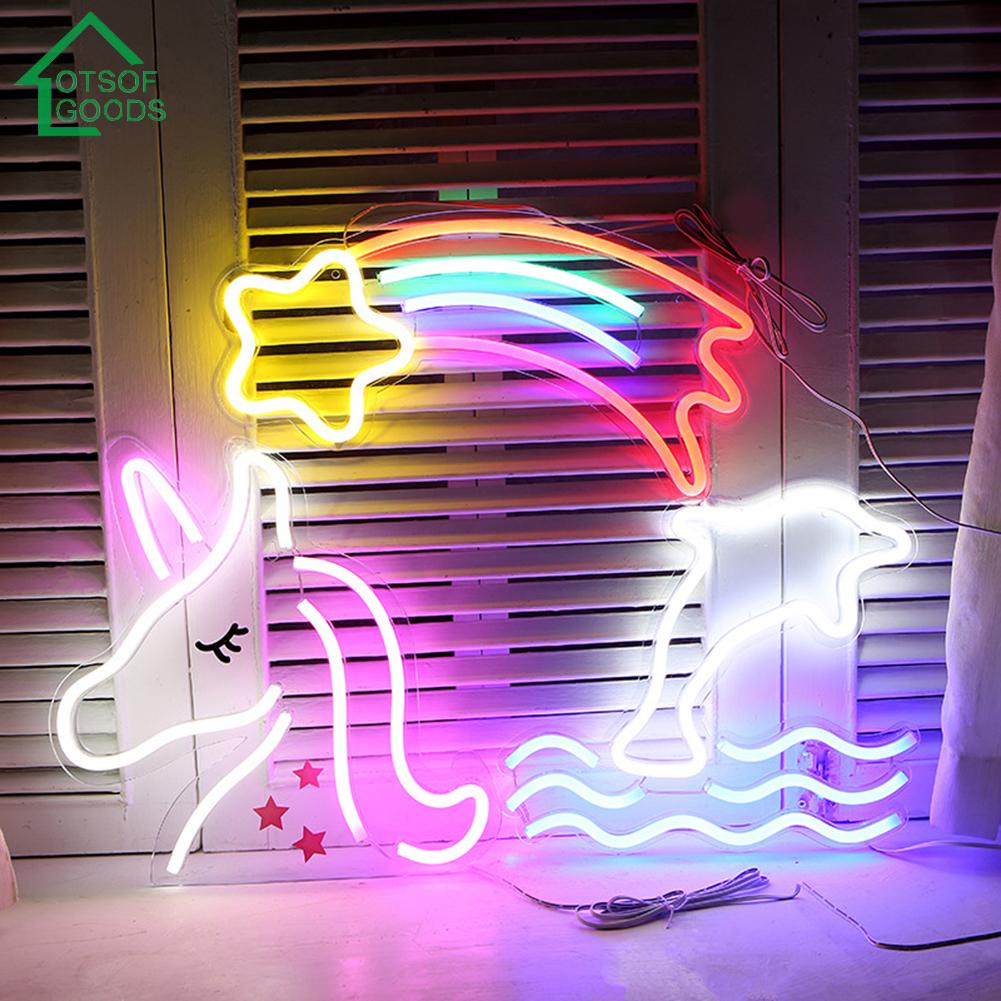 USB Powered Neon Sign Light Acrylic LED Wall Hanging Lamp Room Party Decor