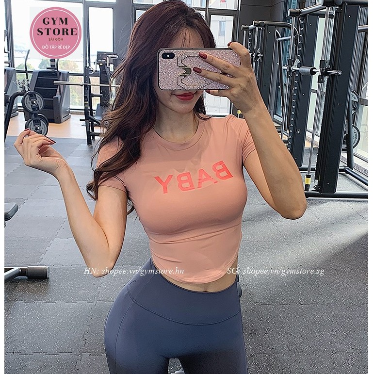 Áo tập gym yoga nữ G2578 [RẺ❤️ĐẸP]  dáng croptop ngắn tay ôm body, chất liệu thun lạnh co giãn thấm hút mồ hôi 𝐆𝐘𝐌𝐒𝐓𝐎𝐑𝐄