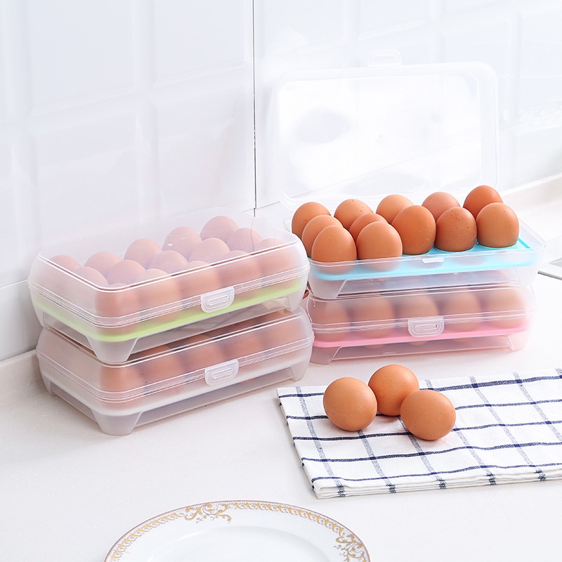 Hộp đựng trứng 15 quả có nắp đậy, Hộp 15 ngăn bảo quản trứng không bị vỡ