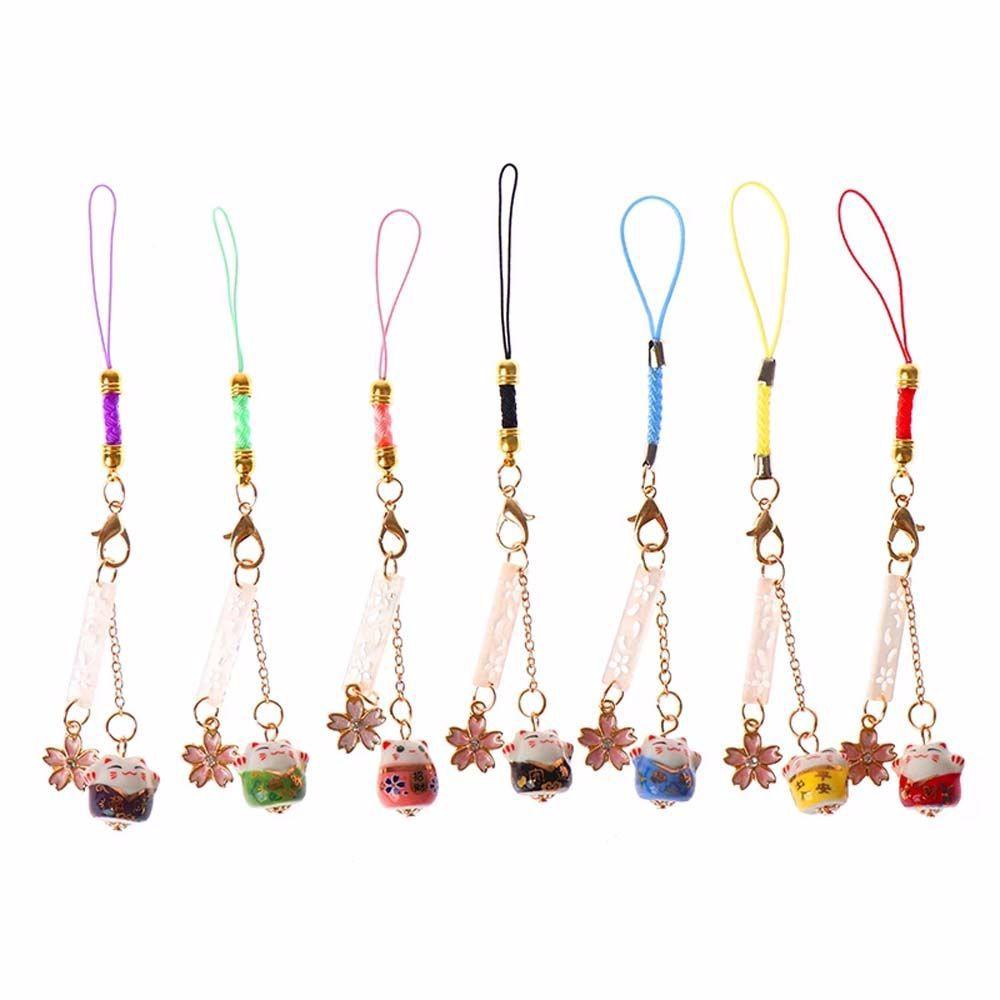 Móc Điện Thoại / Móc Khóa Hình Chú Mèo May Mắn Dễ Thương Chống Thất Lạc