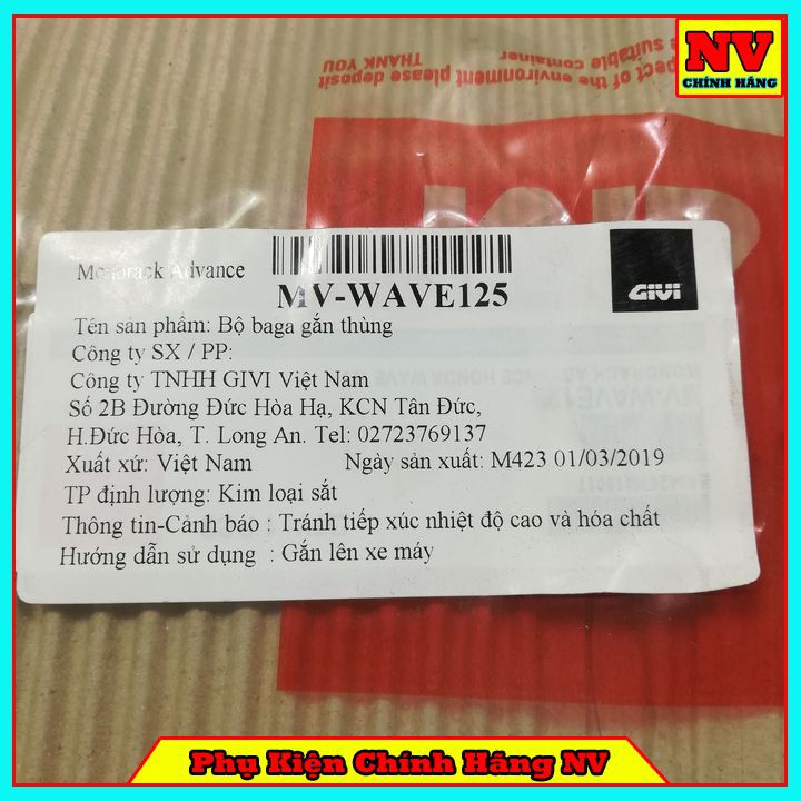 Baga sau Givi WAVE 125 hãng chịu lực cao gắn được thùng sau Givi