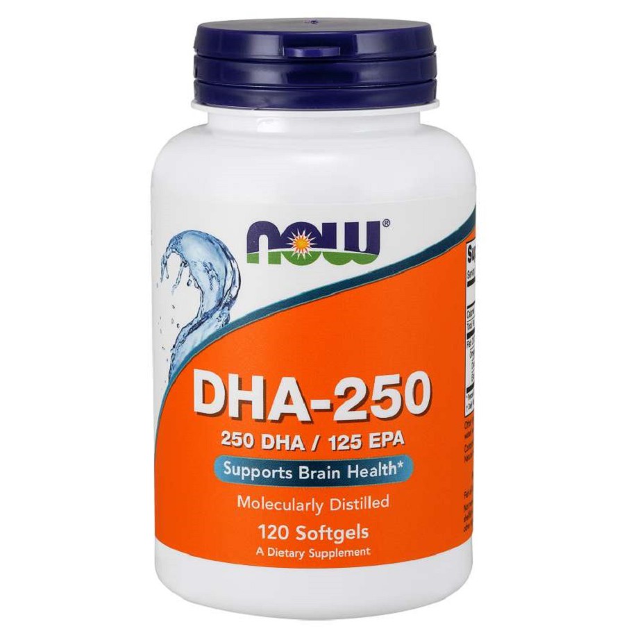 Thực Phẩm Bổ Sung 250mg Omega-3 (EPA/DHA) Giúp Tăng Cường Sức Khỏe Cho Tim Mạch, Não, Mắt, Khớp NOW DHA 250 120 viên