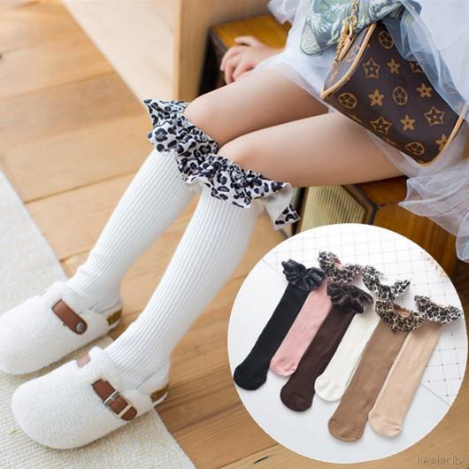 Vớ cotton dài họa tiết da báo xinh xắn dành cho bé gái