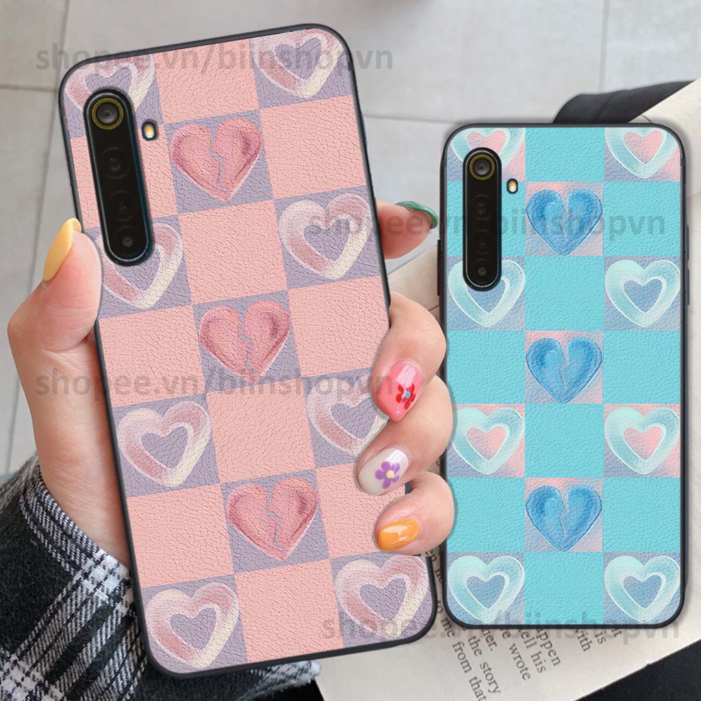 Ốp Realme 6 / 6 Pro caro trái tim nhiều màu sắc, đầy cá tính, khẳng định phong cách