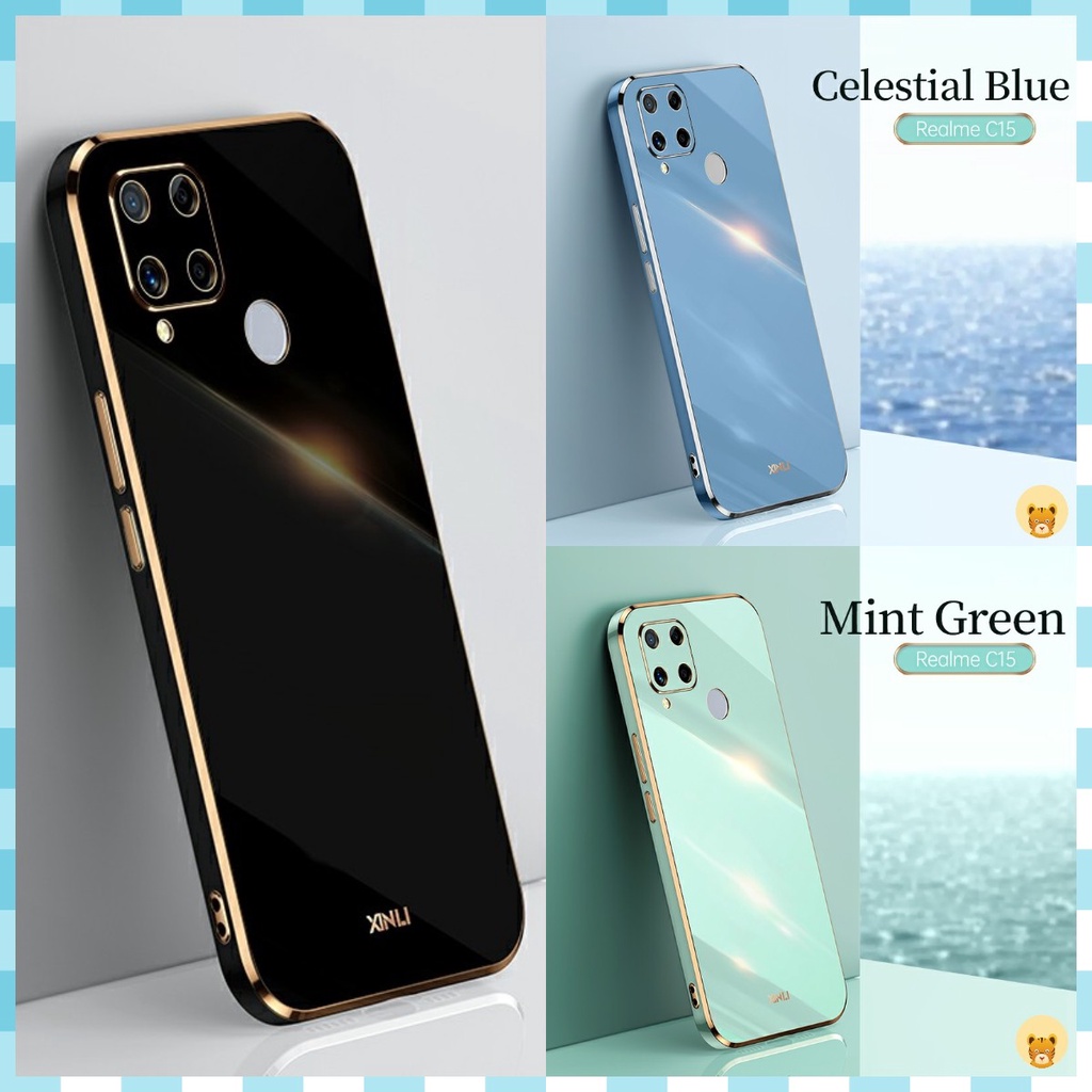 Ốp Điện Thoại Mềm Mạ Viền Sang Trọng Cho Realme C15 C12 C25