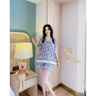 Đồ bộ mặc nhà pijama lụa latin xước thiết kế cộc đùi 40-60kg