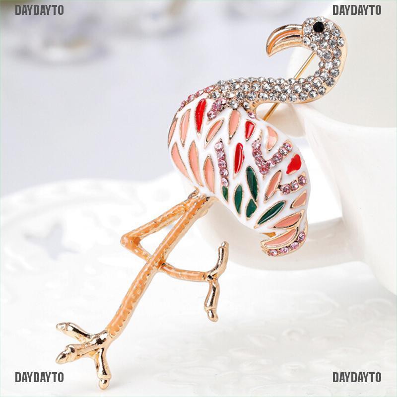 Ghim Cài Áo Hình Chim Hồng Hạc Đính Đá Thời Trang