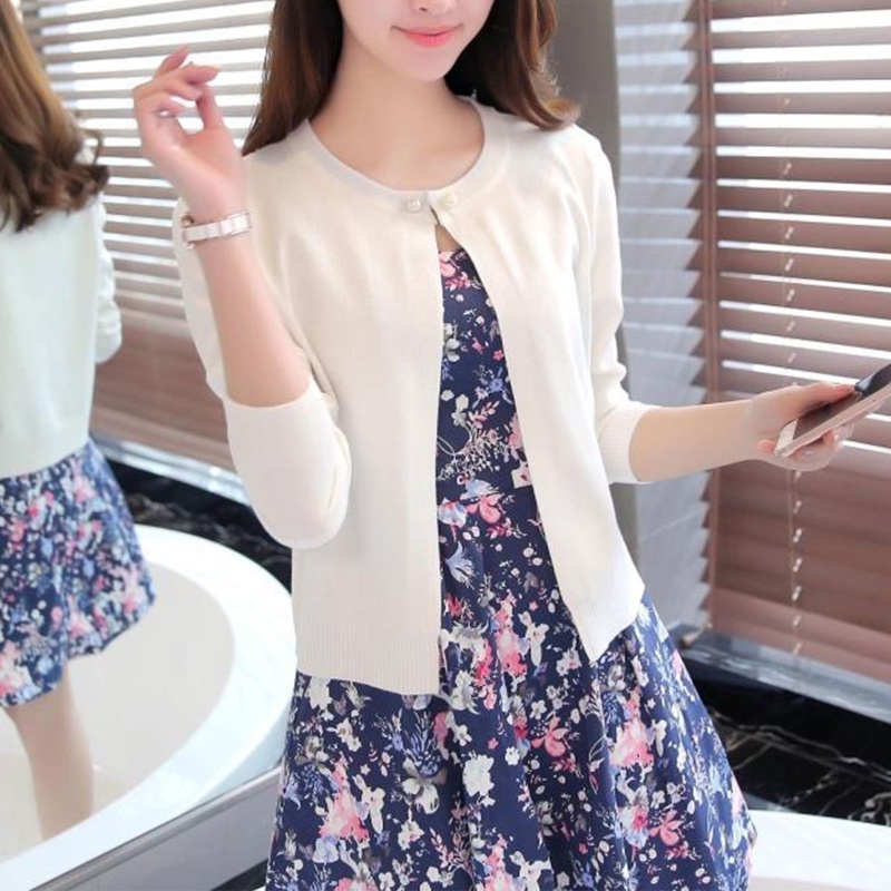 Áo Cardigan Tay Dài Dáng Rộng Màu Trơn Phong Cách Pháp Thời Trang Mùa Hè Cho Nữ