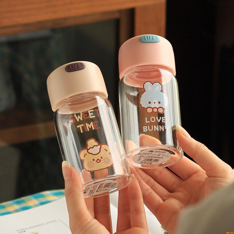 Bình Nước Thủy Tinh Mini 150ml Di Động Họa Tiết Dễ Thương Cho Học Sinh Nữ