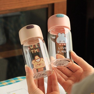 Bình Nước Thủy Tinh Mini 150ml Di Động Họa Tiết Dễ Thương Cho Học Sinh Nữ
