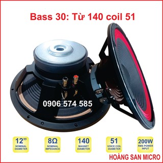 Loa bass 3 tấc coil 51 từ 140, bass 30 từ 140 coil 51 - bass 12 inch -