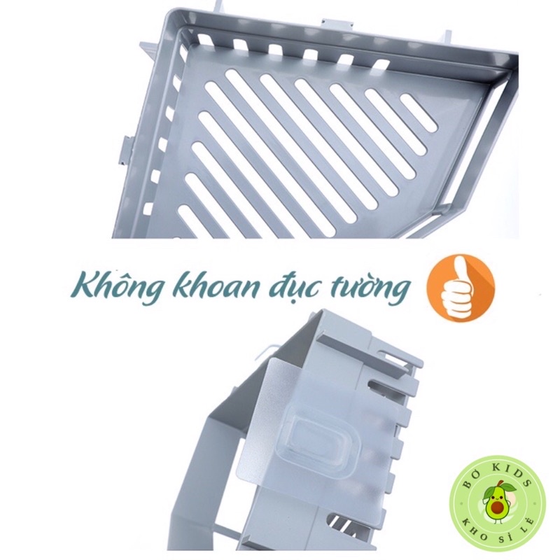 Khay tam giác dán tường Hokori Việt Nhật (5610) đựng vật dụng nhà tắm nhà bếp, Kệ đựng đồ đa năng nhựa PP cao cấp