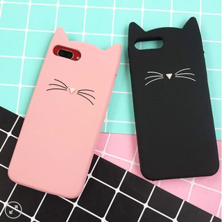Ốp Nhựa dẻo họa tiết râu mèo 3D đáng yêu cho OPPO A3s Màu hồng
