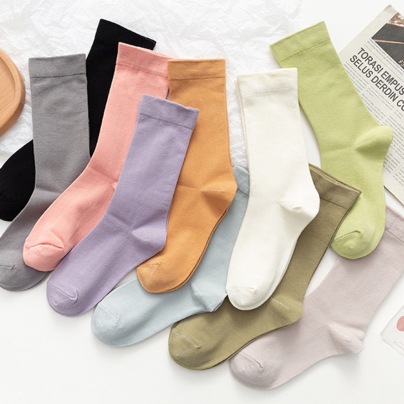 Đôi tất FHYL bằng cotton nhiều màu sắc trơn tùy chọn khử mùi thời trang mùa hè mới cho nữ