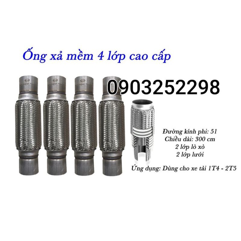 ống xả mềm 4 lớp chất lượng cao xe huyndai 1t25- 2t5 kia k2700-k3000--k165-k200-k250