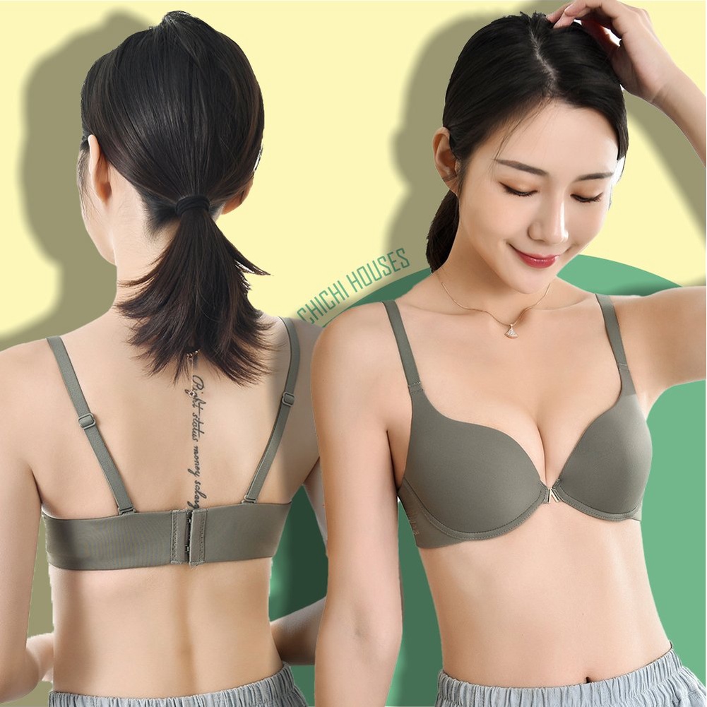 Áo Lót Nữ - Áo Ngực Mút Vừa Khoét Ngực Tạo Khe Chữ V Có Gọng Cúp Xéo Màu Trơn Nâng Ngực Tự Nhiên - A17