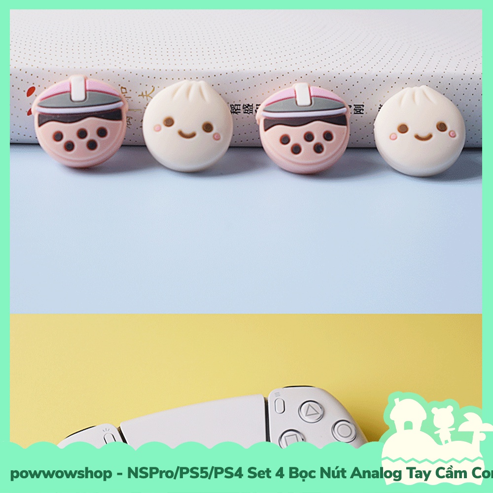 NSPro/PS4/PS5 Set 4 Bọc Nút Cần Xoay Analog Cho Tay Cầm Controller Mẫu Bánh Bao & Trà Sữa Milk Tea