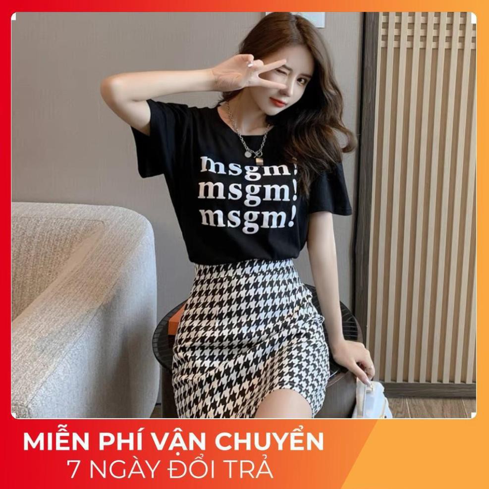 [ 𝐅𝐑𝐄𝐄 𝐒𝐇𝐈𝐏 ] Set Áo Phông Chữ Mix Chân Váy Ziczac