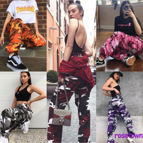 ❆❀✯Women´s Cargo Trousers Casual Pants Military Army Combat Camouflage