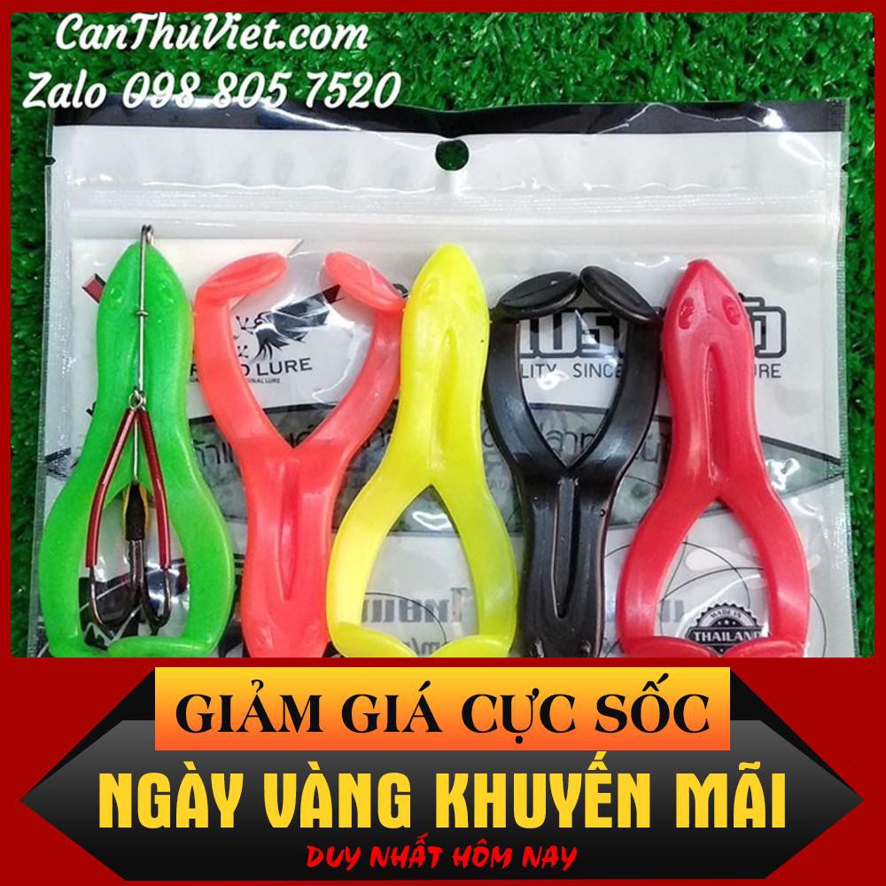 [Siêu Sốc] RIBBIT Set 5 con 1 lưỡi đôi mồi giả nhai mồi lure mồi câu cá lóc