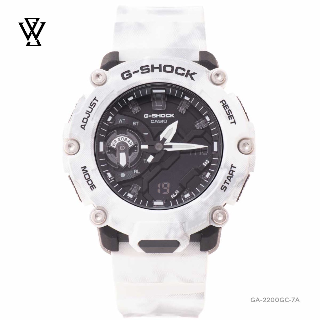 Đồng Hồ Điện Tử Nam Casio G-Shock WATCHSTORE GA-2200GC-7ADR Mặt Kính Khoáng 47mm, Dây Nhựa Trắng Phong Cách Thể Thao