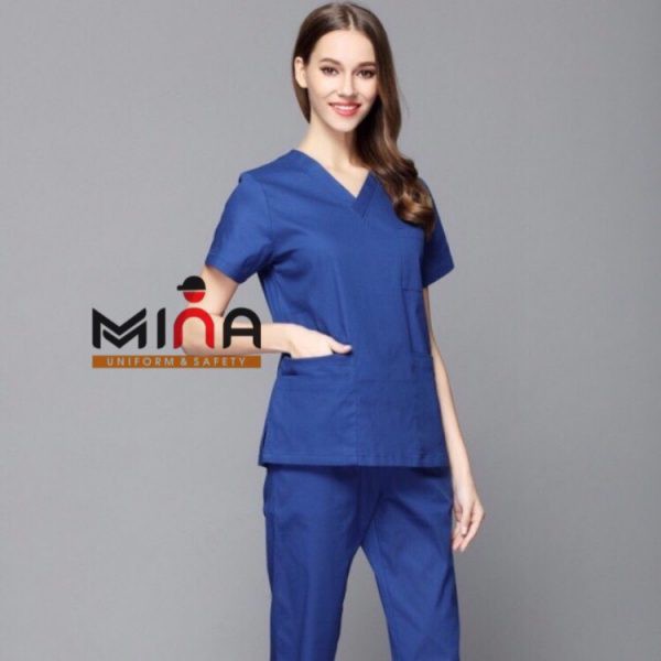 Bộ scrubs bác sĩ, quần áo y tế phòng mổ, đồng phục phẫu thuật - Màu Xanh bích đậm