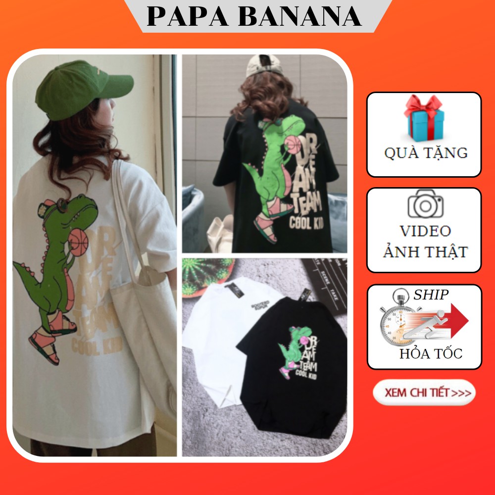Áo thun tay lỡ Unisex form thụng khủng long, áo phông dáng rộng thời trang nam nữ