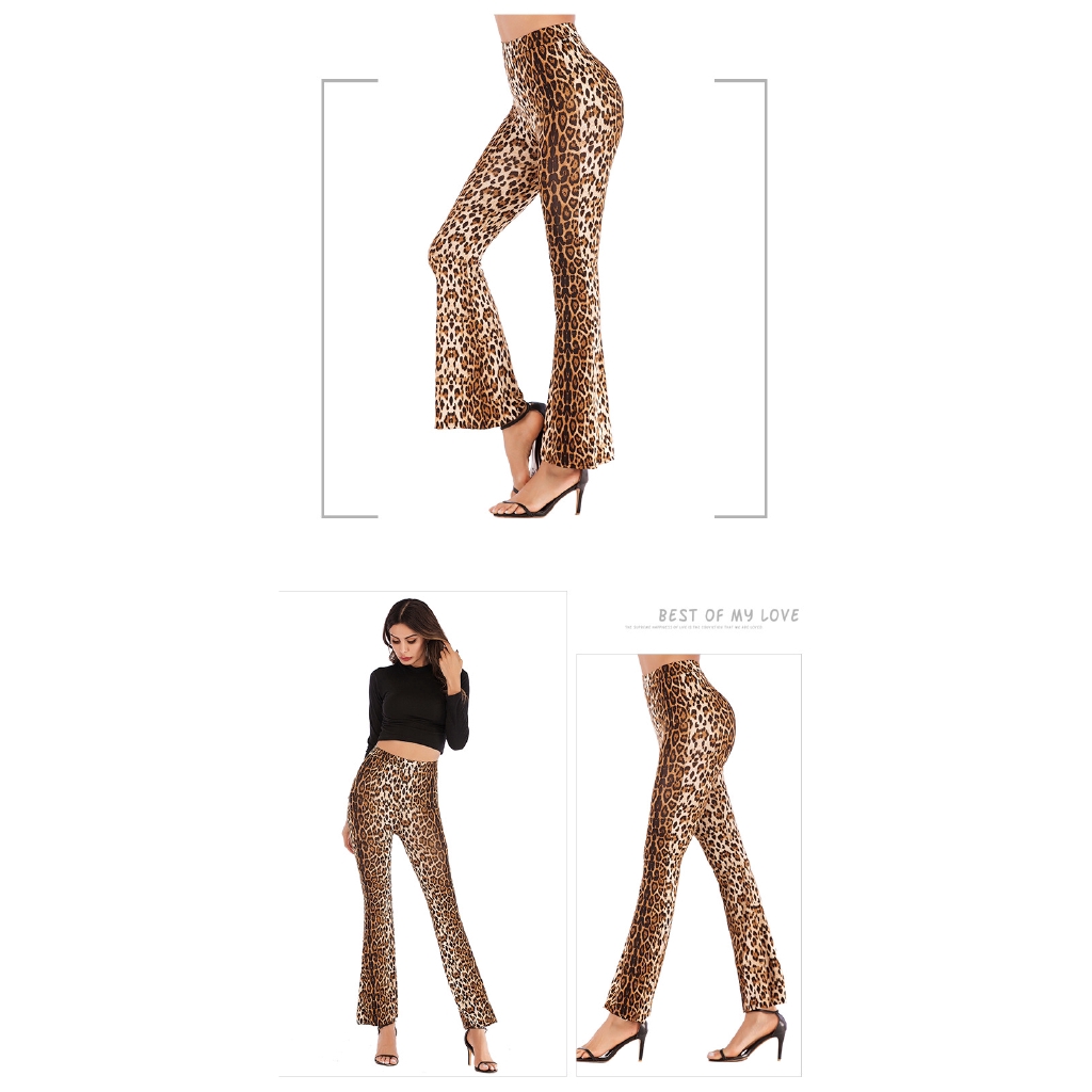 Ins Women's Autumn Slim Slimming Leopard Flared Pants Female High Waist Wide Leg Trousers | BigBuy360 - bigbuy360.vn