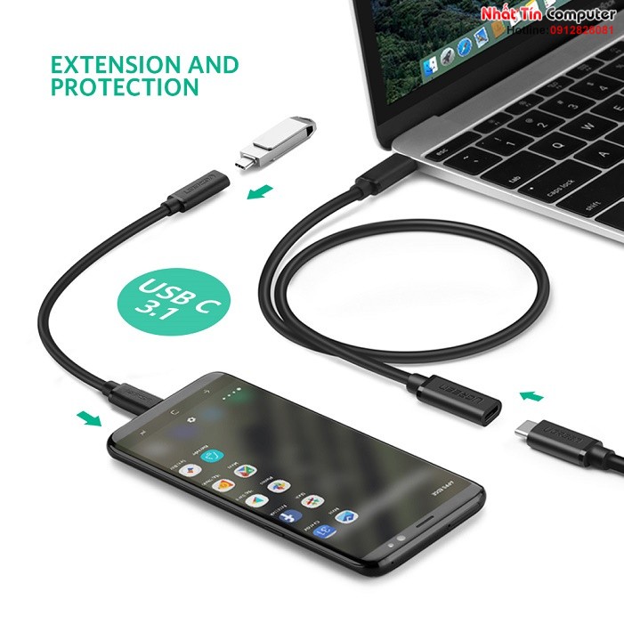 Cáp nối dài USB Type-C  dài 0,5m chính hãng Ugreen 40574 cao cấp