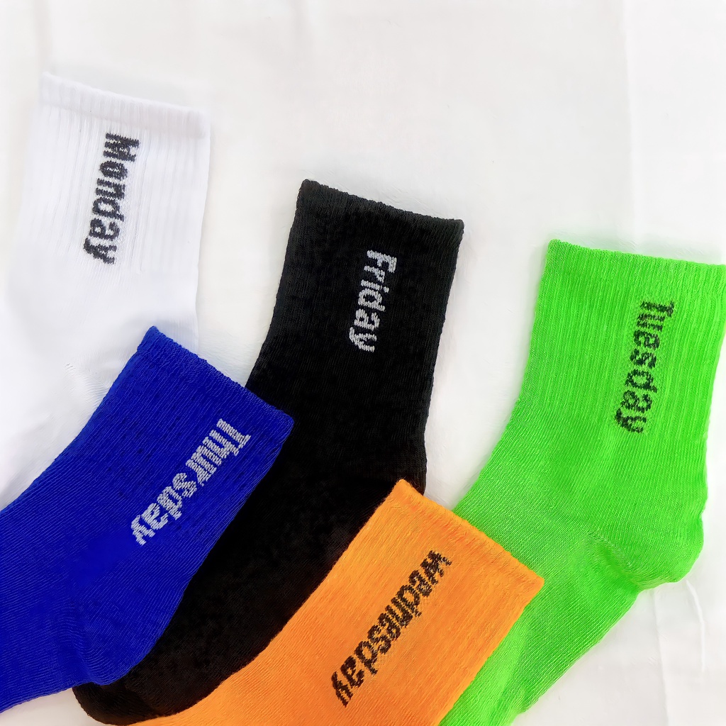 Tất vớ cổ cao, tất vớ thể thao nam màu trơn basic in chữ vải cotton co giãn thời trang