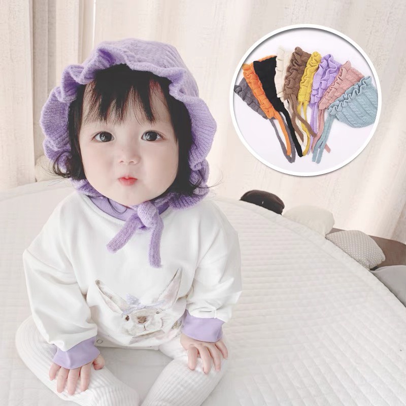 Mũ len công chúa viền bèo cho bé cực xinh MS-02