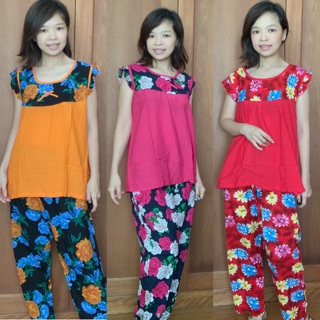 Bộ mặc nhà quần dài tay cánh tiên vải tole