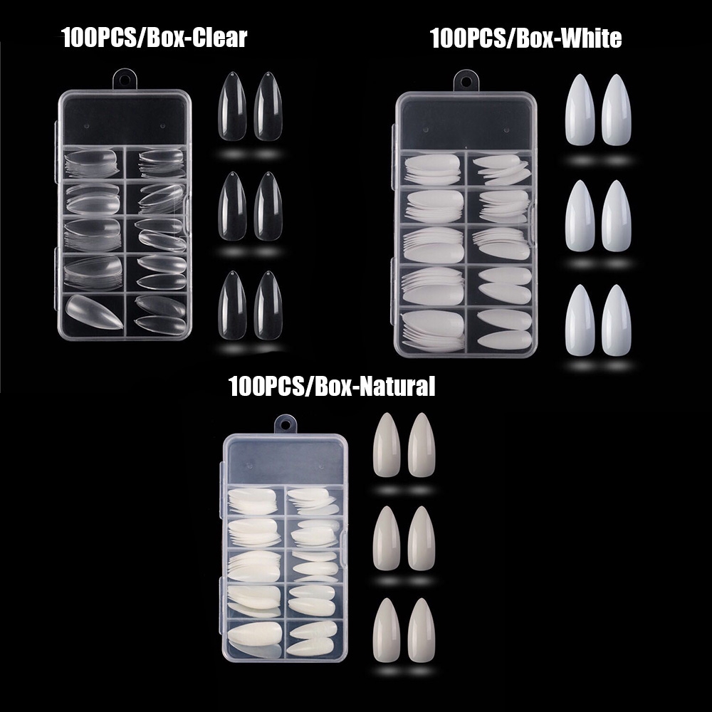 Bộ 100/500 Móng Tay Giả Nhọn Nhọn Bằng Acrylic Che Phủ Toàn Diện