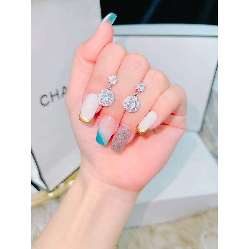 Bông tai đính đá mạ bạch kim