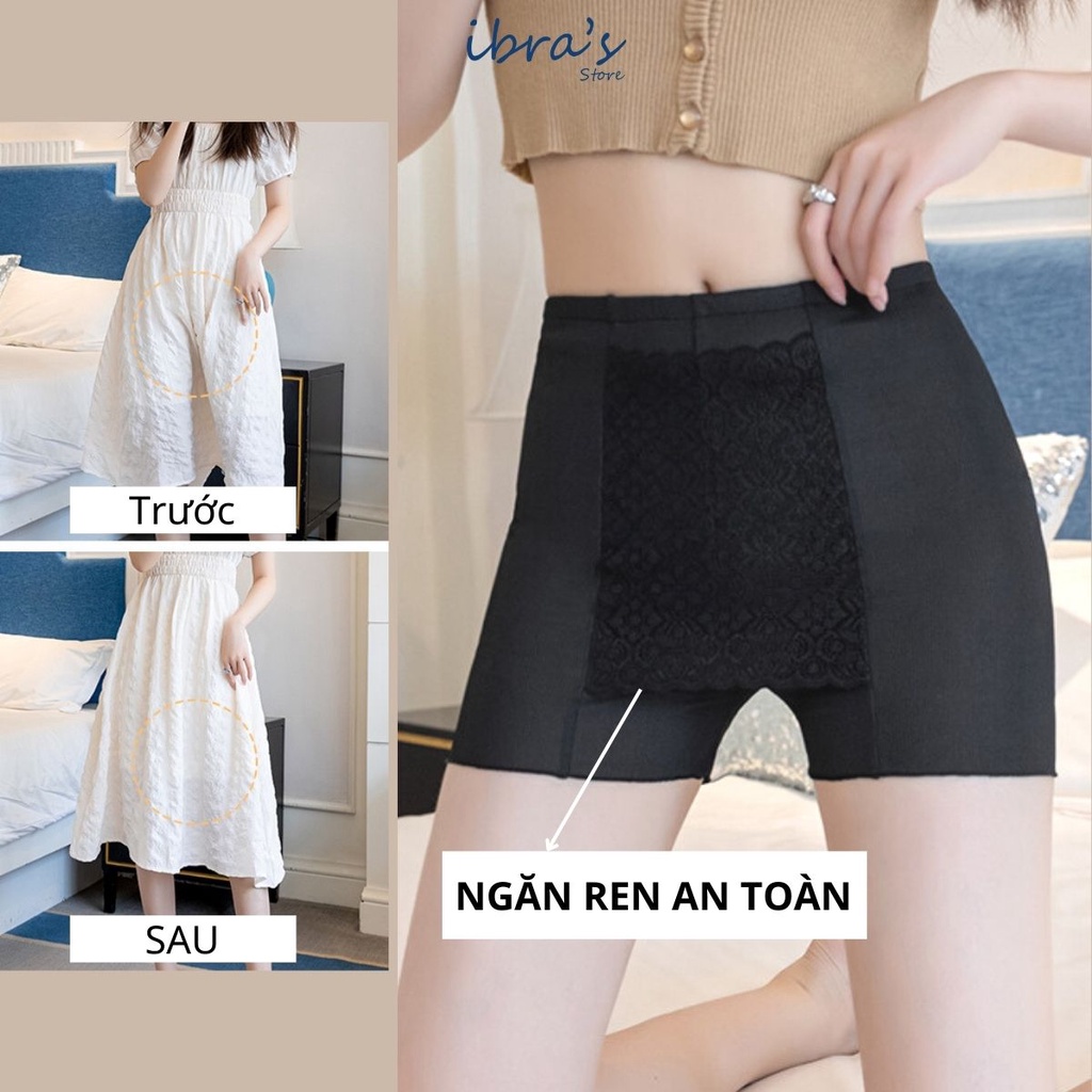 Quần Mặc Váy Ngăn Ren An Toàn IBRA'S STORE Quần Lót Boxer Thun Lạnh Cao Cấp Co Giãn Thoáng Khí Tốt Mềm Mỏng IBRA I128
