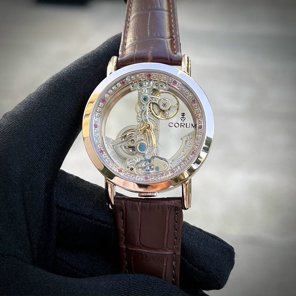 Đồng Hồ Nam Corum BLACK lộ cơ 2 mặt trơn - AUTOMATIC , Mặt Saphire 40mm , Chống Nước- Bảo Hành 24 Tháng