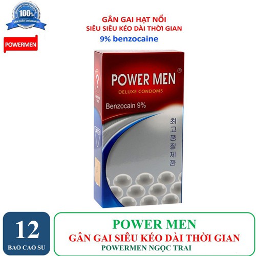 [ Hộp 12 Chiếc ] Bao Cao Su Power Men Ngọc Trai Siêu Mỏng, Gai, Gân, Bi, Kéo Dài Thời Gian