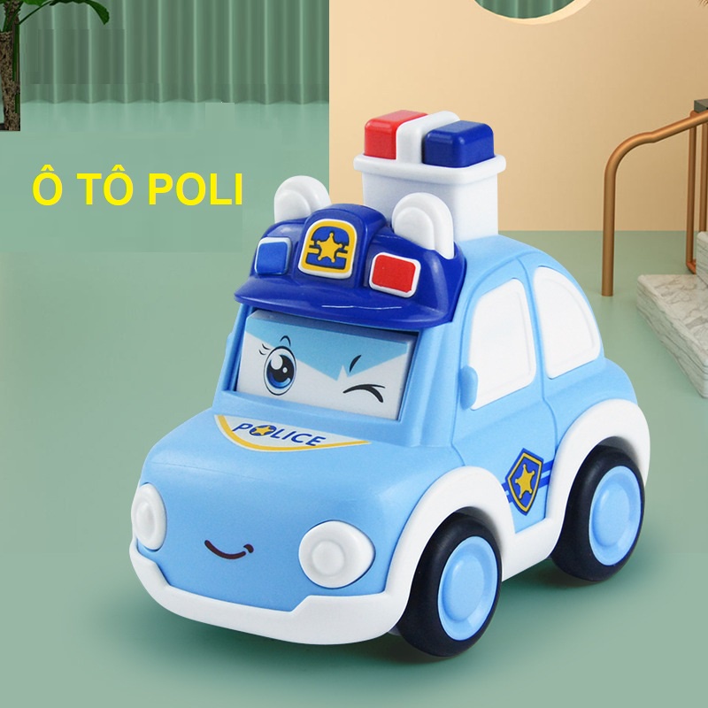 Ô tô đồ chơi cho bé xe cứu hộ Poli Car biểu đạt 3 nét mặt khác nhau chạy đà siêu dễ thương, quà tặng sinh nhật cho bé