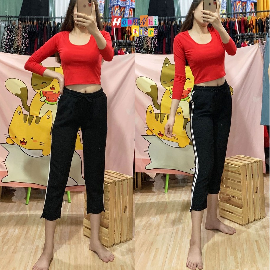 QUẦN BAGGY 2 SỌC XẮN LAI LƯNG THUN 9 TẤC