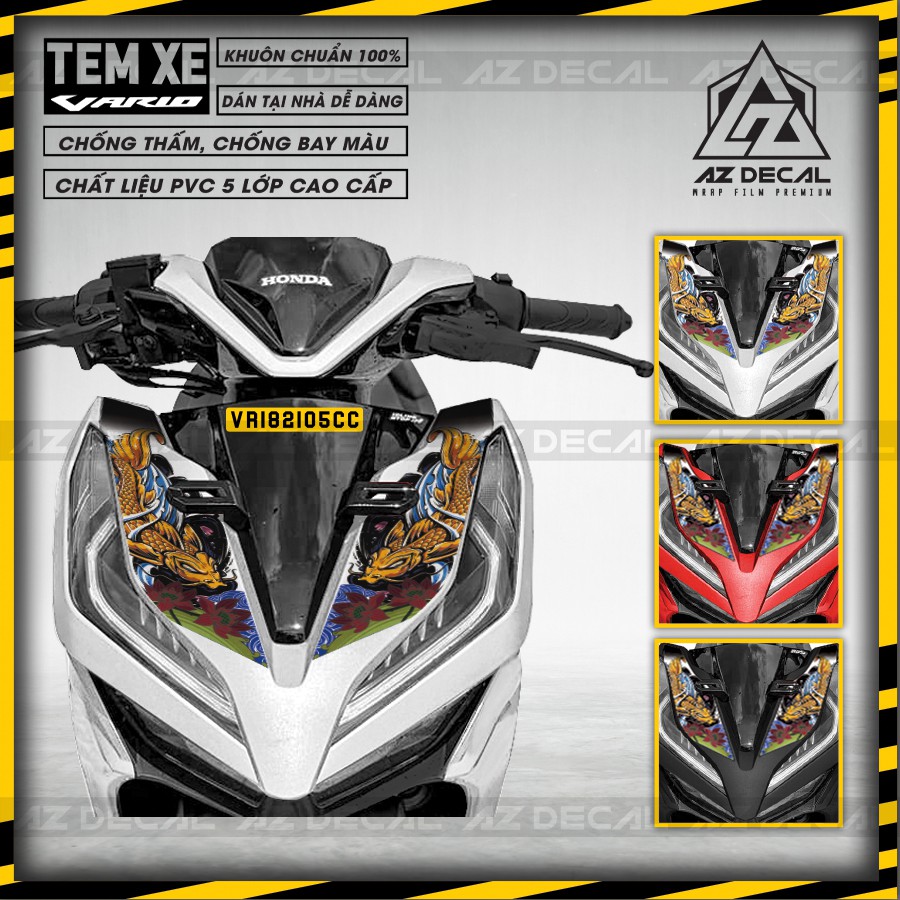 Tem Dán Xe Honda Vario Mẫu Cá Chép | VR182105CC | Chất Liệu Decal PVC Cắt Khuôn Sẵn, Chống Thấm Nước