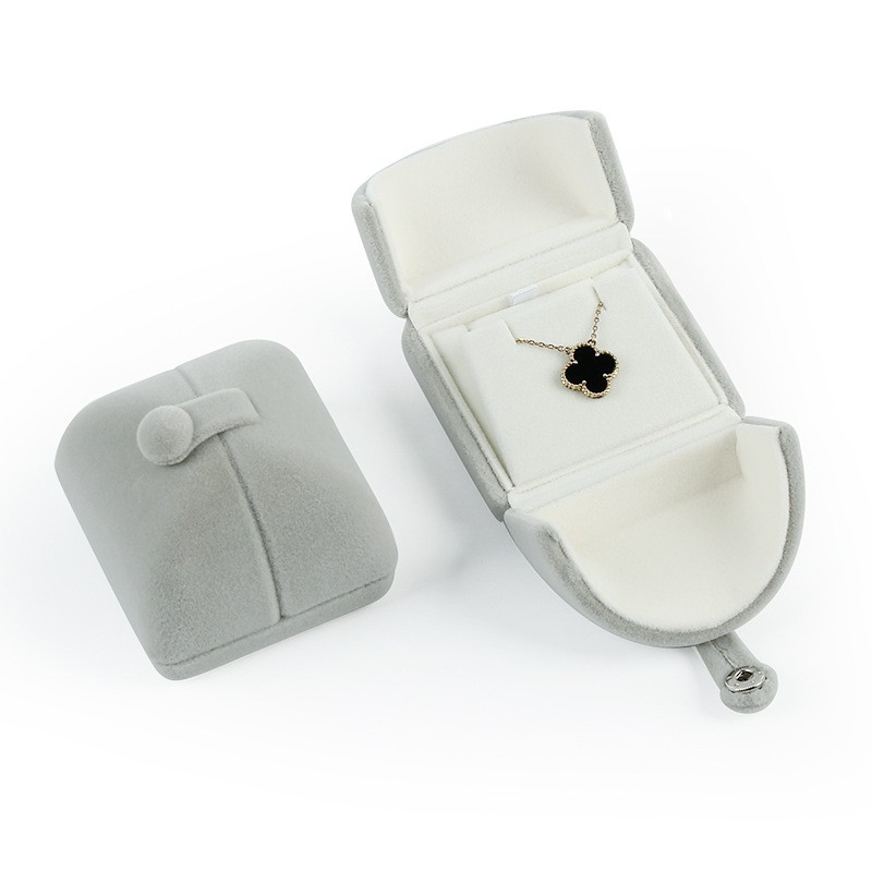 Hộp đựng trang sức vải flannel hai ngăn tiện dụng