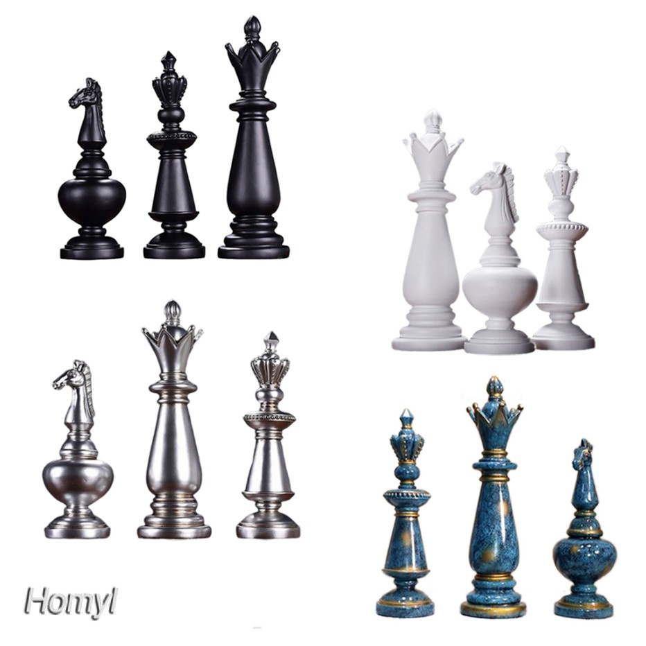 Set 3 mô hình quân cờ vua trang trí nghệ thuật đẹp mắt