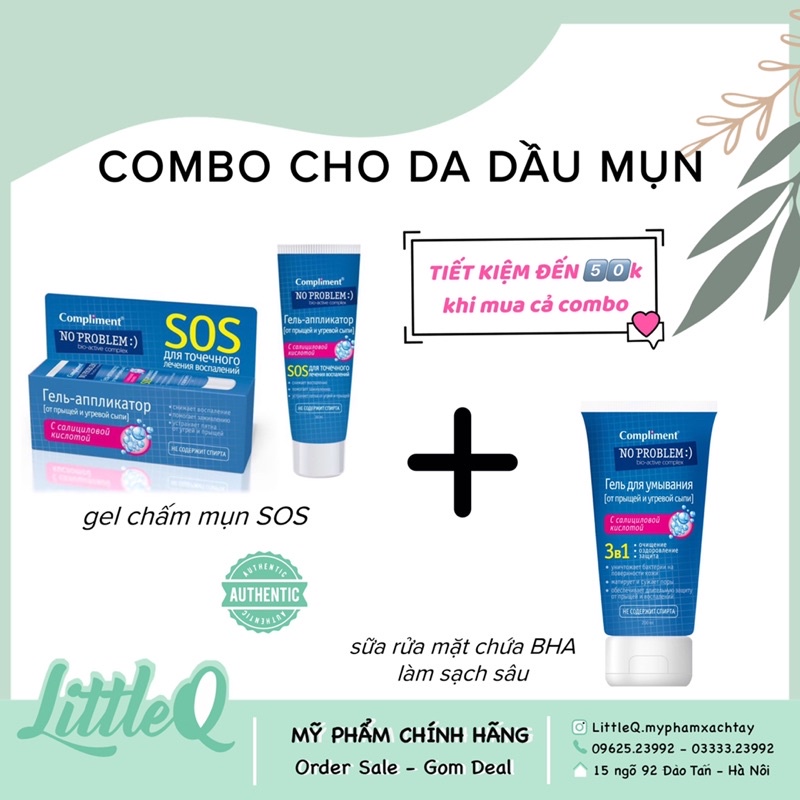 ( COMBO TIẾT KIỆM ) Gel chấm mụn và sữa rửa mặt chứa BHA làm sạch sâu Compliment