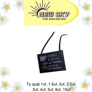 TỤ QUẠT 1uf, 1.5 uf, 2uf, 2.5uf, 3uf, 4uf, 5uf, 8uf, 10uf